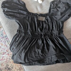 torrid Black Peplum Puff-Sleeve Top